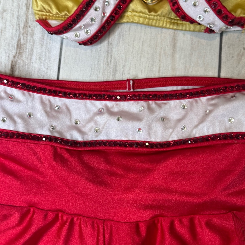 Custom Chelsea B Dance costume gold and red Size 10/12 Solider Theme Saints - Picture 10 of 12
